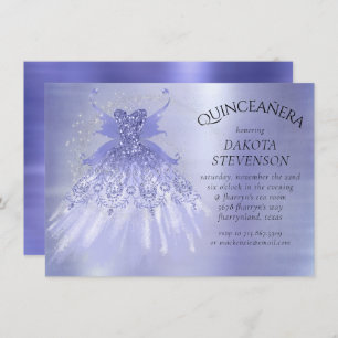 Fairy Wing Lavender Gown   Purple Iridescent Sheen Invitation