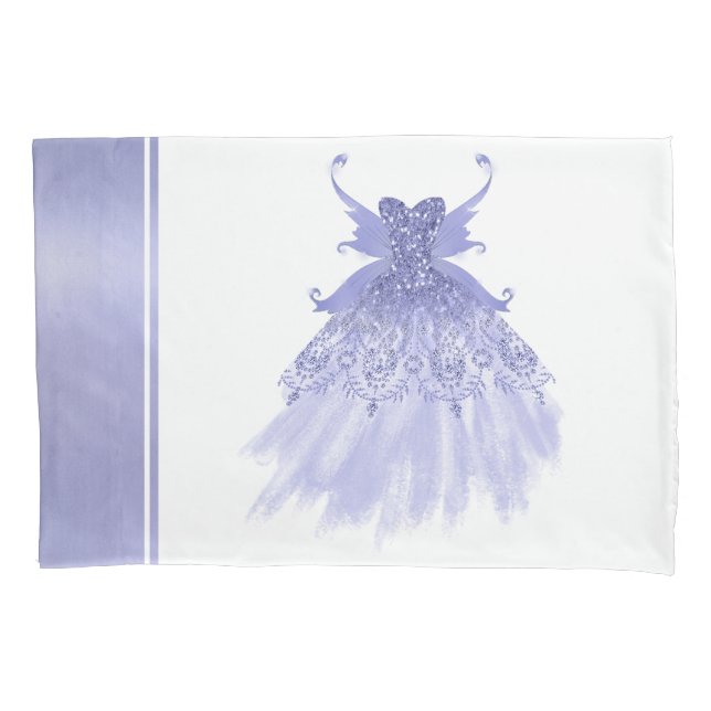 Fairy Wing Lavender Gown | Purple Iridescent Sheen Pillowcase (Front)