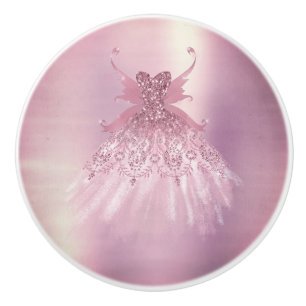 Fairy Wing Mauve Gown   Luxurious Dusty Pink Sheen Ceramic Knob