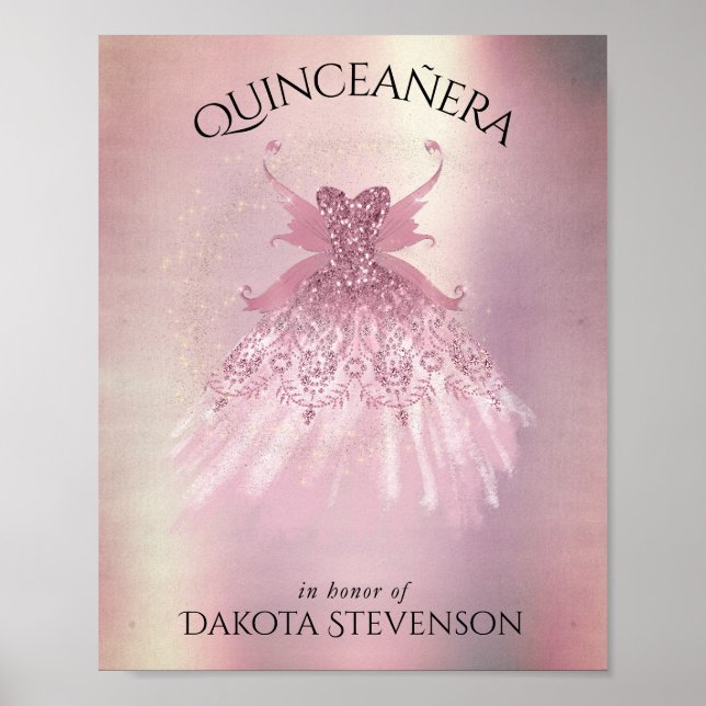 Fairy Wing Mauve Gown | Luxurious Dusty Pink Sheen Poster (Front)