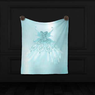 Fairy Wing Mint Gown Luxe Pearl Green Aqua Sheen Fleece Blanket