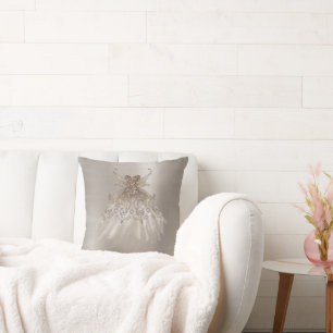 Fairy Wing Taupe Gown   Champagne Elegant Sheen Cushion