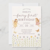 Fairy Wings First Birthday Invitation
