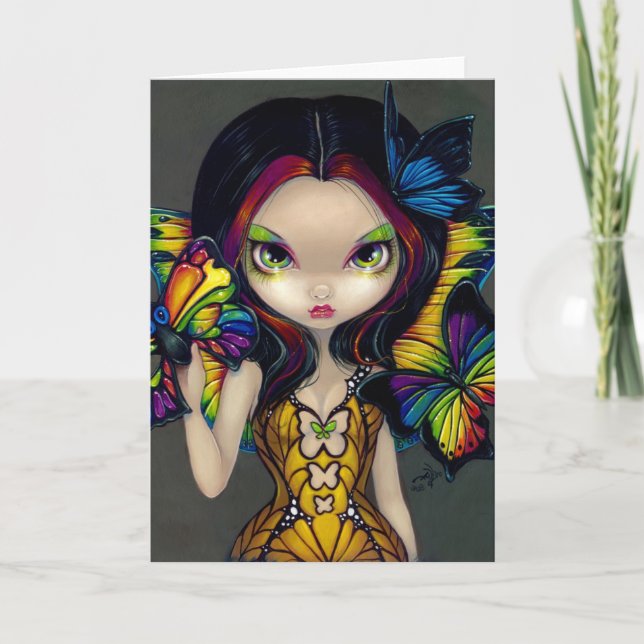 "Fairy with a Butterfly Mask" Greeting Card (Front)
