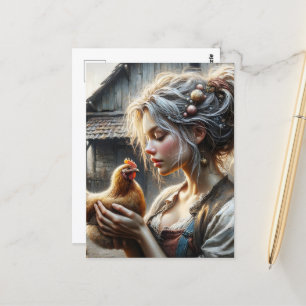 Fairy With a Hen Postcard