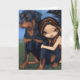 "Fairy with a Rottweiler" Greeting Card
