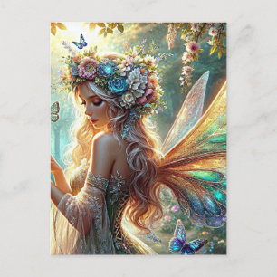 Fairy with butterflies postcard