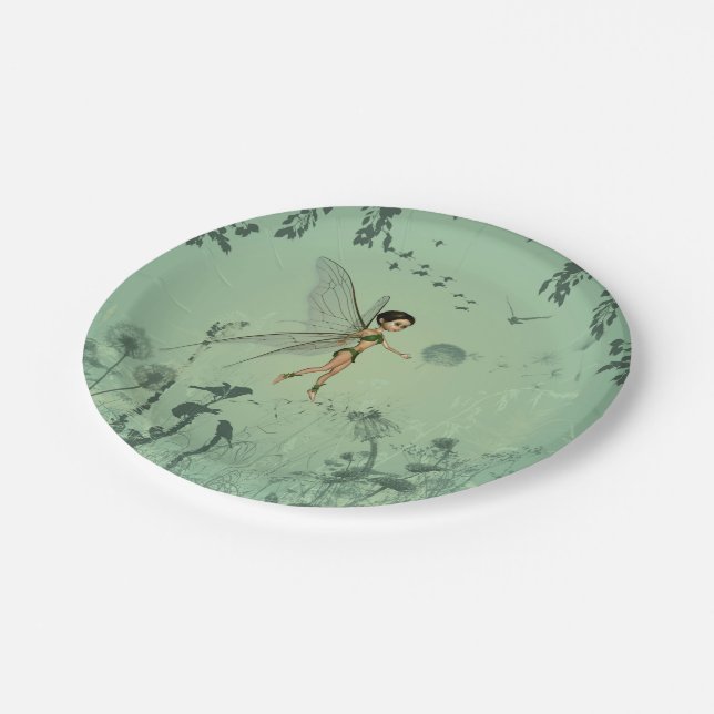 Fairy with dandelion paper plate (Angled)