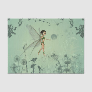 Fairy with dandelion tissue paper