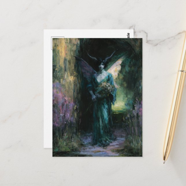 Fairy with Horns A Dark Fantasy Postcard (Front/Back In Situ)