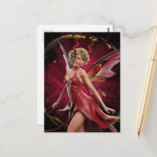 Fairy With Horns in a Red Dress  Postcard
