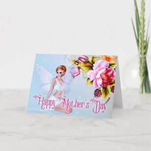 Fairy with Peonies - Fantasy Mother's Day Card