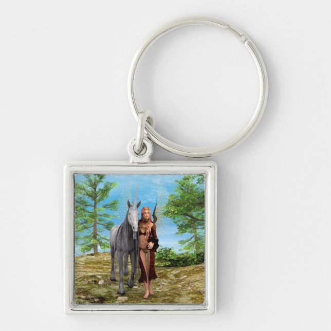 Fairy with Unicorn Key Ring (Front)