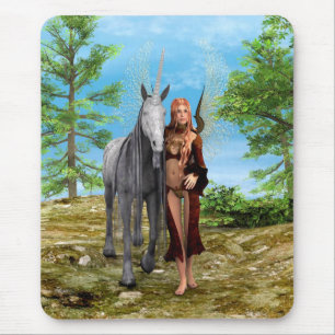 Fairy with Unicorn Mouse Pad