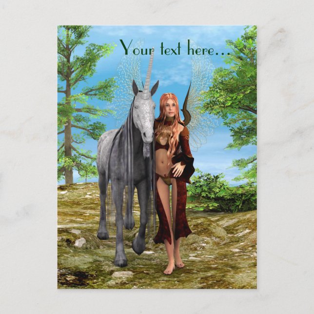 Fairy with Unicorn Postcard (Front)
