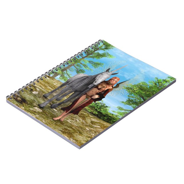 Fairy with Unicorn Spiral Notebook (Left Side)