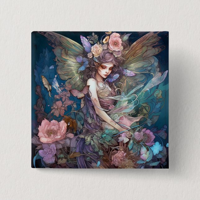 Fairy Woman Fantasy Art 15 Cm Square Badge (Front)