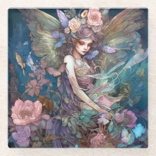 Fairy Woman Fantasy Art Glass Coaster