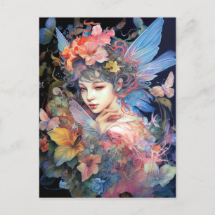 Fairy Woman In Flowers Fantasy Art Postcard