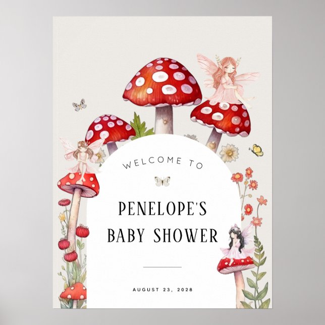 Fairy Woodland Cottage Baby Shower Welcome Poster (Front)