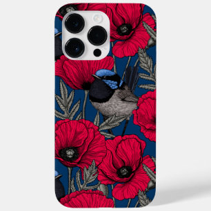 Fairy wren and poppies Case-Mate iPhone 14 pro max case