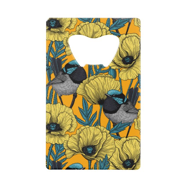 Fairy wren and poppies in yellow (Front)