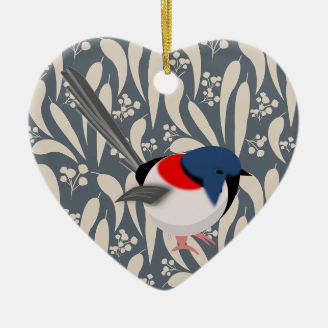 Fairy Wrens Ceramic Tree Decoration (Front)