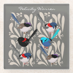 Fairy Wrens Glass Coaster