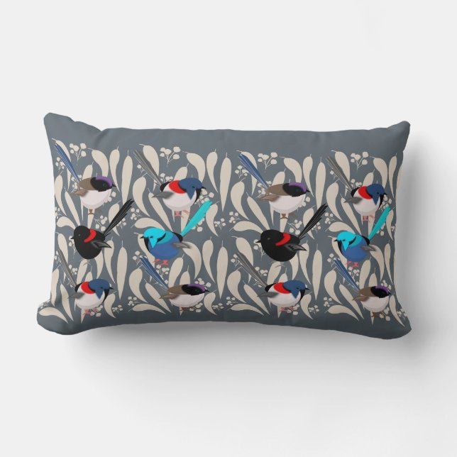 Fairy Wrens Lumbar Cushion (Front)