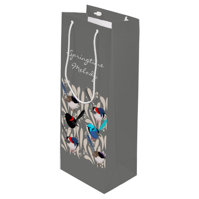 Fairy Wrens Wine Gift Bag (Front Angled)