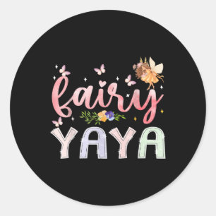 Fairy Yaya Magical Floral Birthday Girl Fairytale  Classic Round Sticker