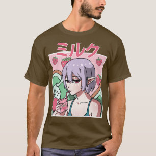 Fairycore Aesthetic Fairy Drinking Japanese Strawb T-Shirt