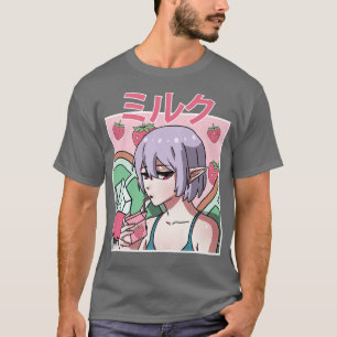Fairycore Aesthetic Fairy Drinking Japanese Strawb T-Shirt