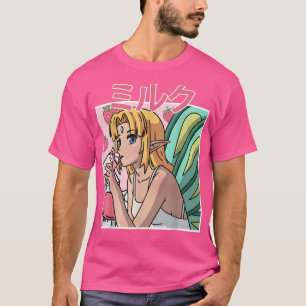 Fairycore Aesthetic Fairy Drinking Japanese Strawb T-Shirt