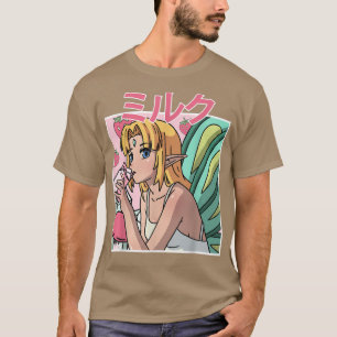 Fairycore Aesthetic Fairy Drinking Japanese Strawb T-Shirt