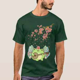 Fairycore Aesthetic Fairy Frog Playing Banjo Cherr T-Shirt