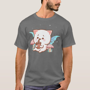 Fairycore Aesthetic Fairy Kawaii Cat Drinking Bubb T-Shirt