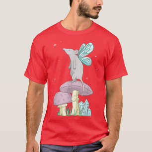 Fairycore Aesthetic Fairy Mouse On A Mushroom Cott T-Shirt