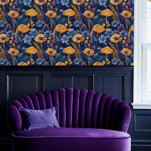 Fairycore Blue and Yellow Floral Wallpaper