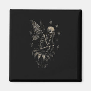 Fairycore Emo Goth Tee Sad Crying Skeleton Fairy G Magnet