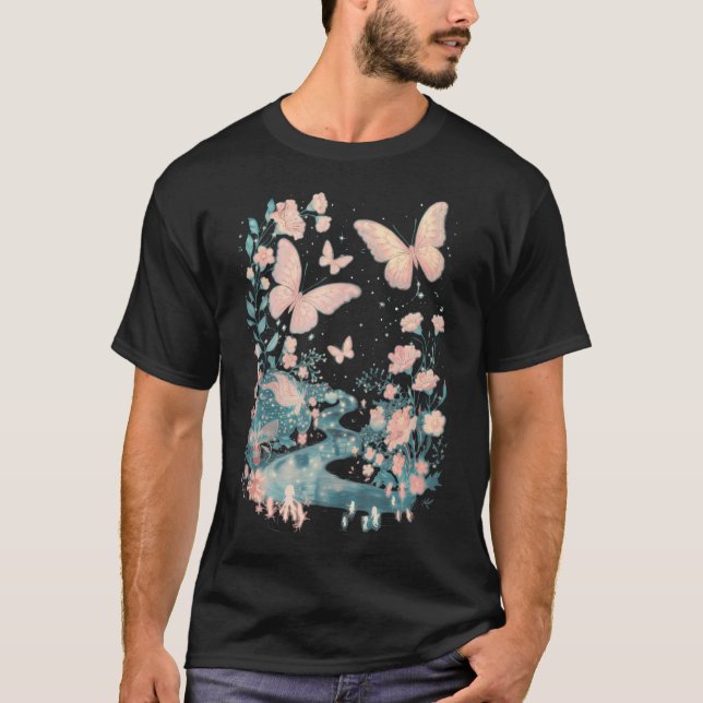 Fairycore Enchanted Night Garden Butter T-Shirt (Front)