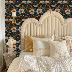Fairycore Moths and Wildflowers Floral Wallpaper