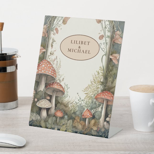 Fairycore Mushroom Goblincore Custom Decor Gift Pedestal Sign (In SItu)