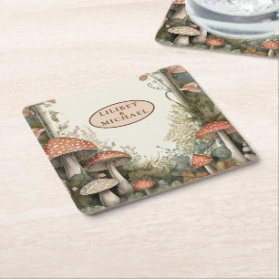 FAIRYCORE Mushrooms Goblincore Custom Gifts Square Paper Coaster