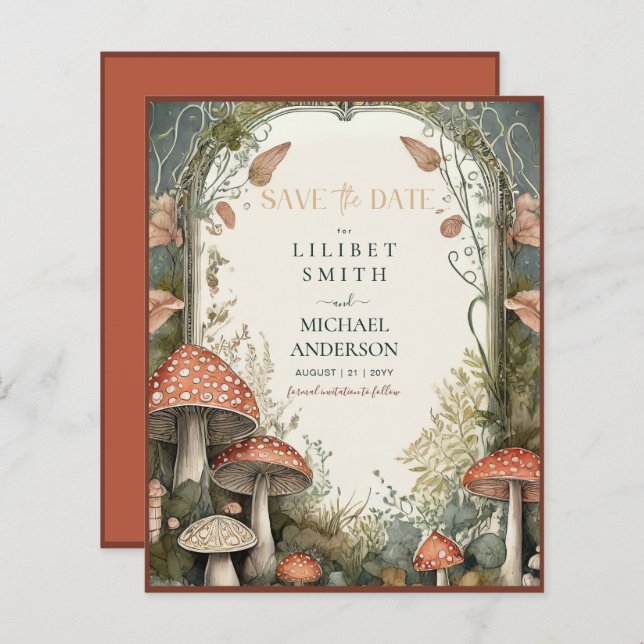 Fairycore Save the Date Goblincore Mushrooms (Front/Back)