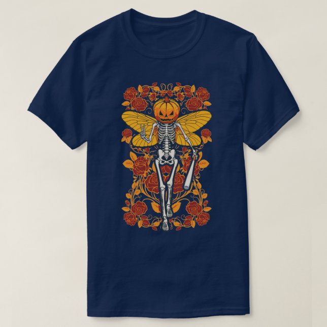 Fairycore Skeleton Butterfly Fairy Gothic Hallowee T-Shirt (Design Front)