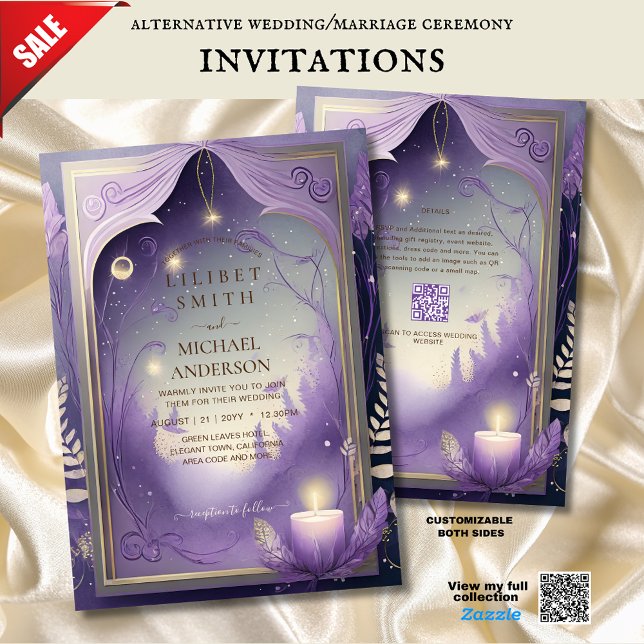 FAIRYCORE WEDDING INVITATION FAIRYTALE LILAC GOLD (Creator Uploaded)