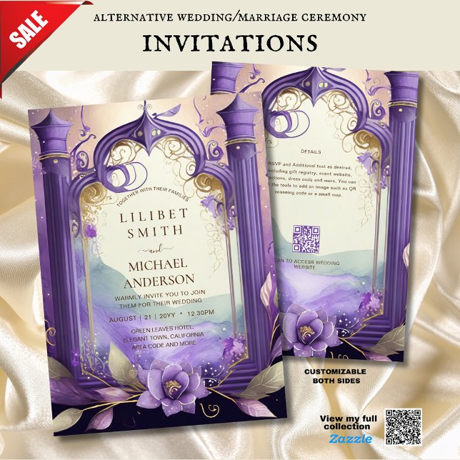 FAIRYCORE WEDDING INVITATION FAIRYTALE PURPLE GOLD (Creator Uploaded)