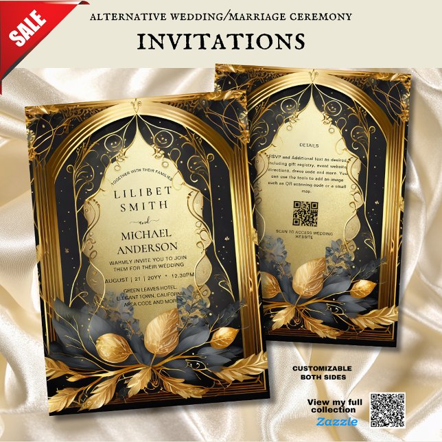FAIRYCORE WEDDING INVITATIONS FAIRYTALE BLACK GOLD (Creator Uploaded)