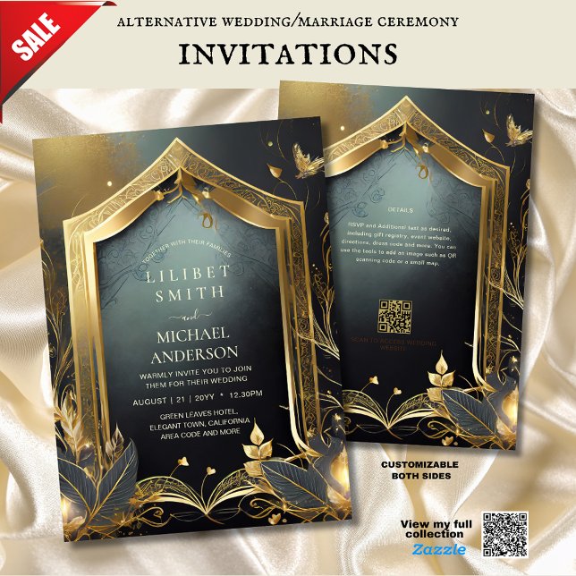FAIRYCORE WEDDING INVITATIONS FAIRYTALE BLACK GOLD (Creator Uploaded)